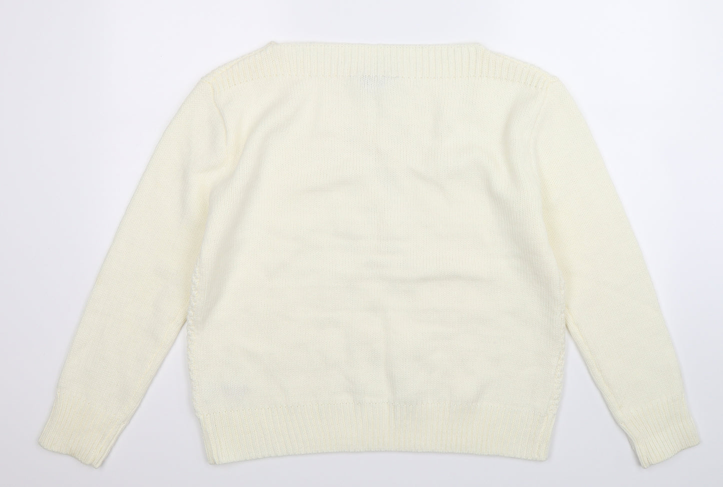Peacocks Womens White  Knit Pullover Jumper Size 18