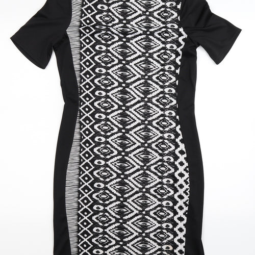 Internacionale Womens Black Geometric  Bodycon  Size 12