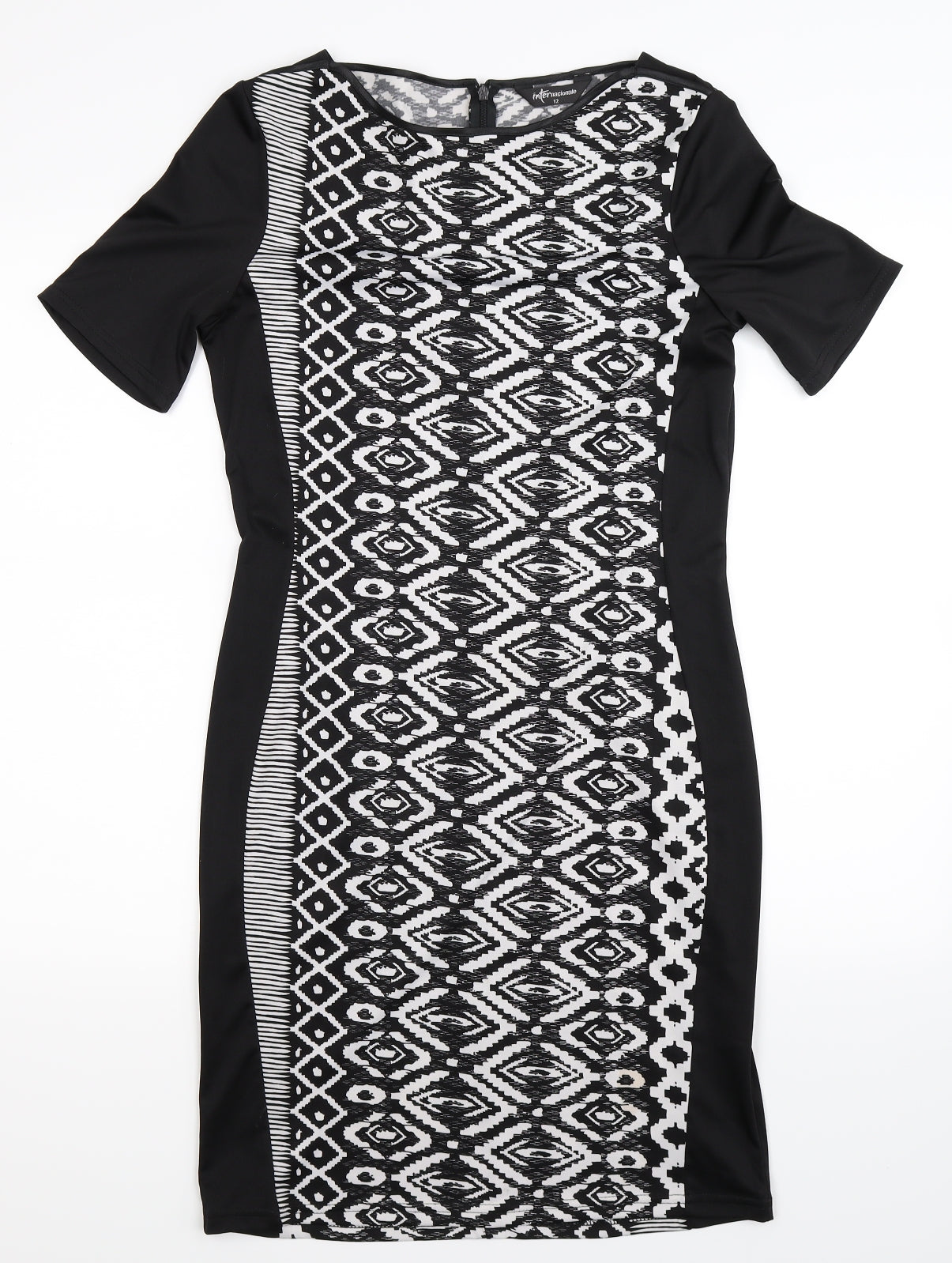 Internacionale Womens Black Geometric  Bodycon  Size 12