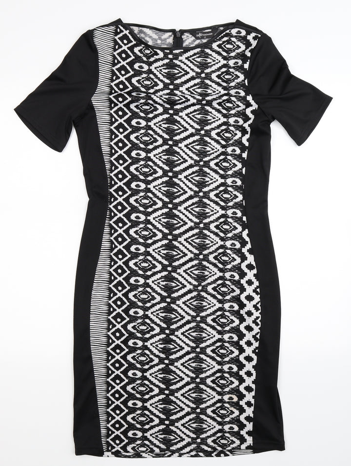Internacionale Womens Black Geometric  Bodycon  Size 12
