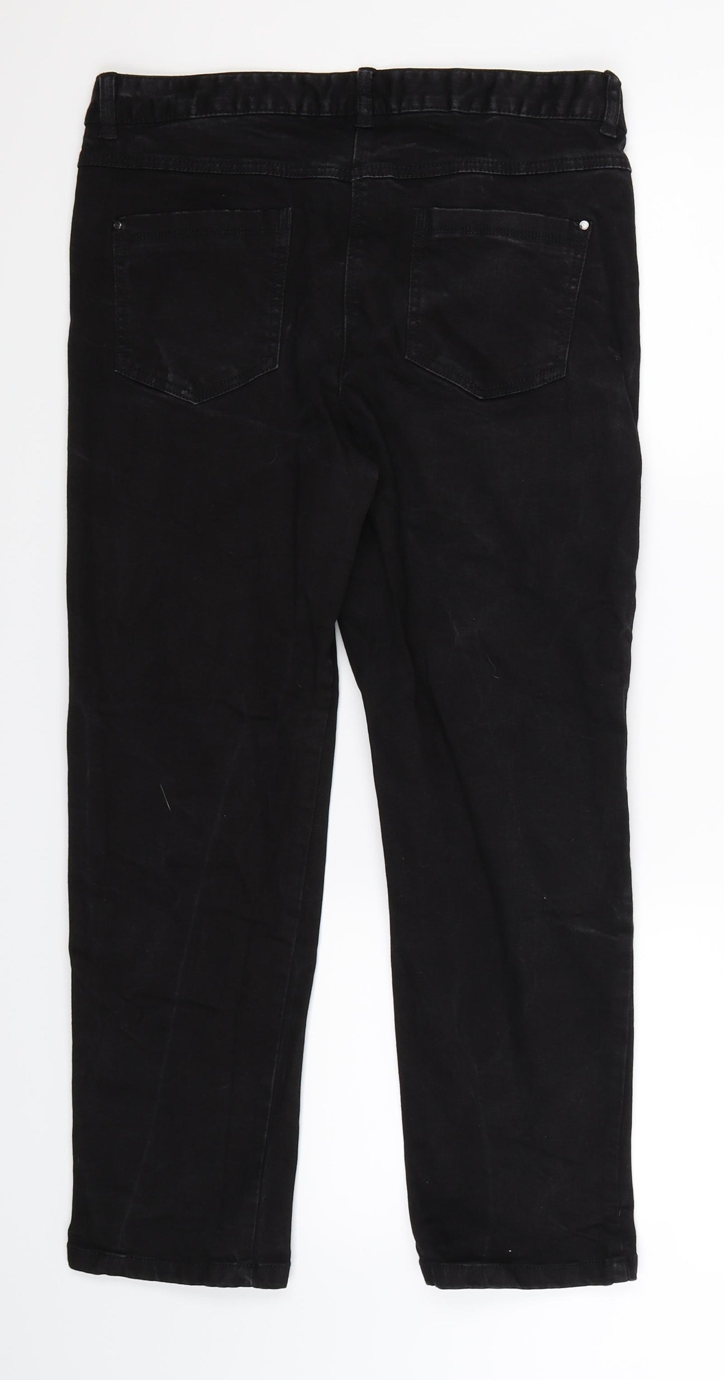 M&Co Womens Black  Denim Straight Jeans Size 14 L26 in
