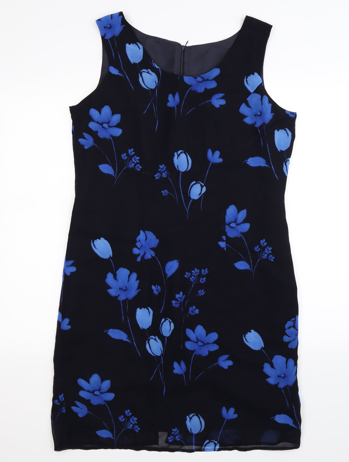 Preworn Womens Black Floral  Bodycon  Size 14