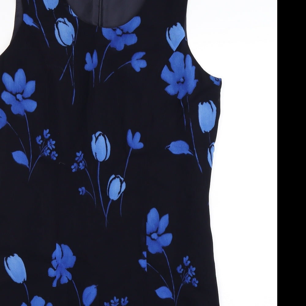 Preworn Womens Black Floral  Bodycon  Size 14