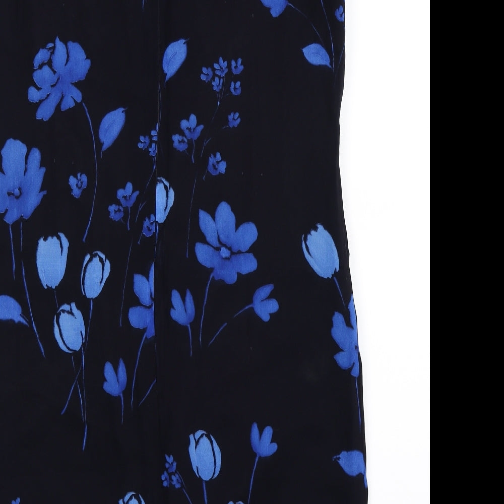 Preworn Womens Black Floral  Bodycon  Size 14