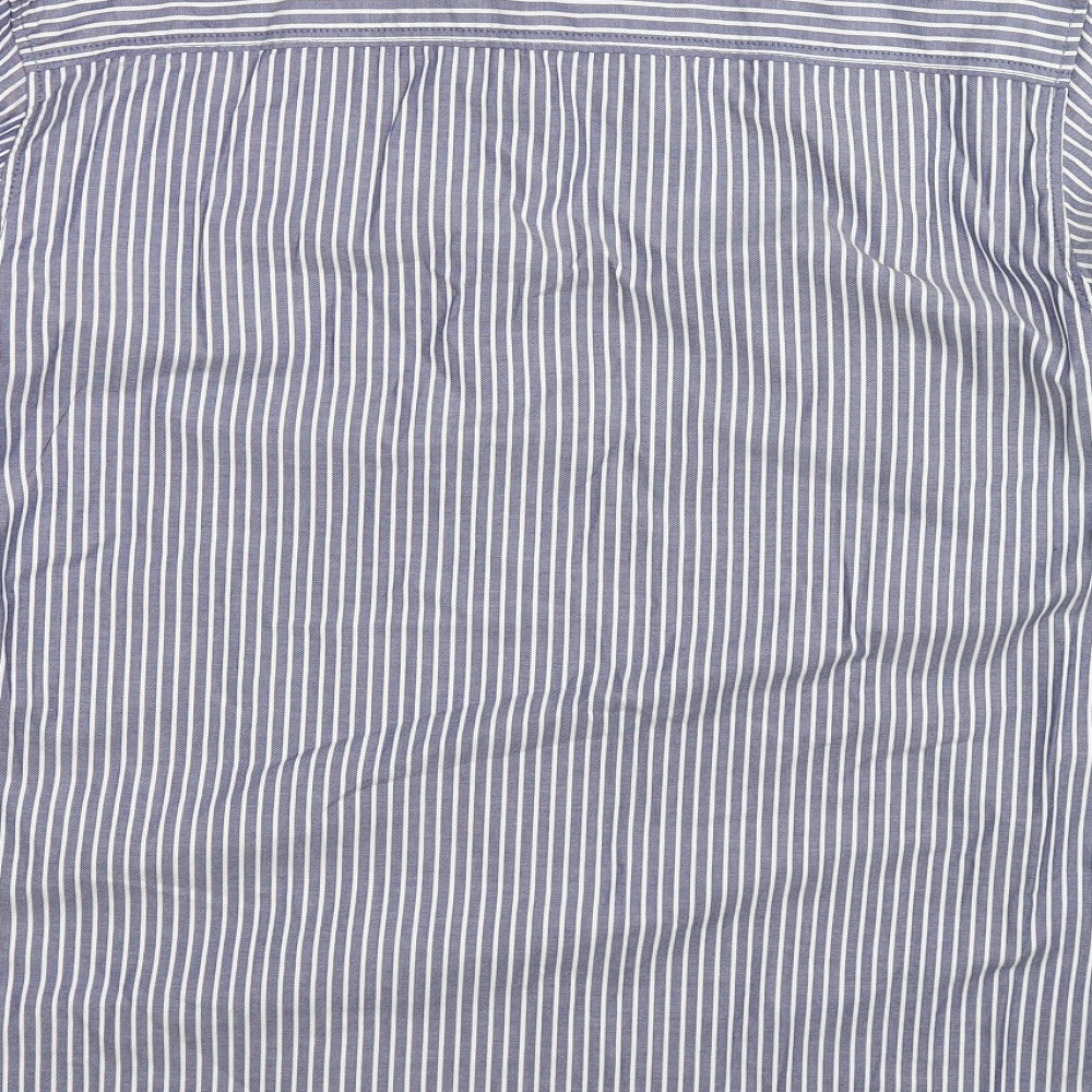 JACK & JONES Mens Blue Striped   Dress Shirt Size XL