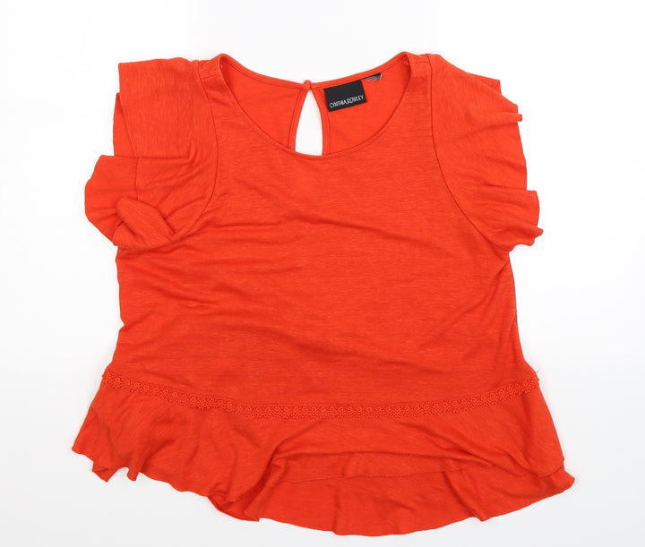 Cynthia Rowley Womens Orange Basic Blouse Size 14