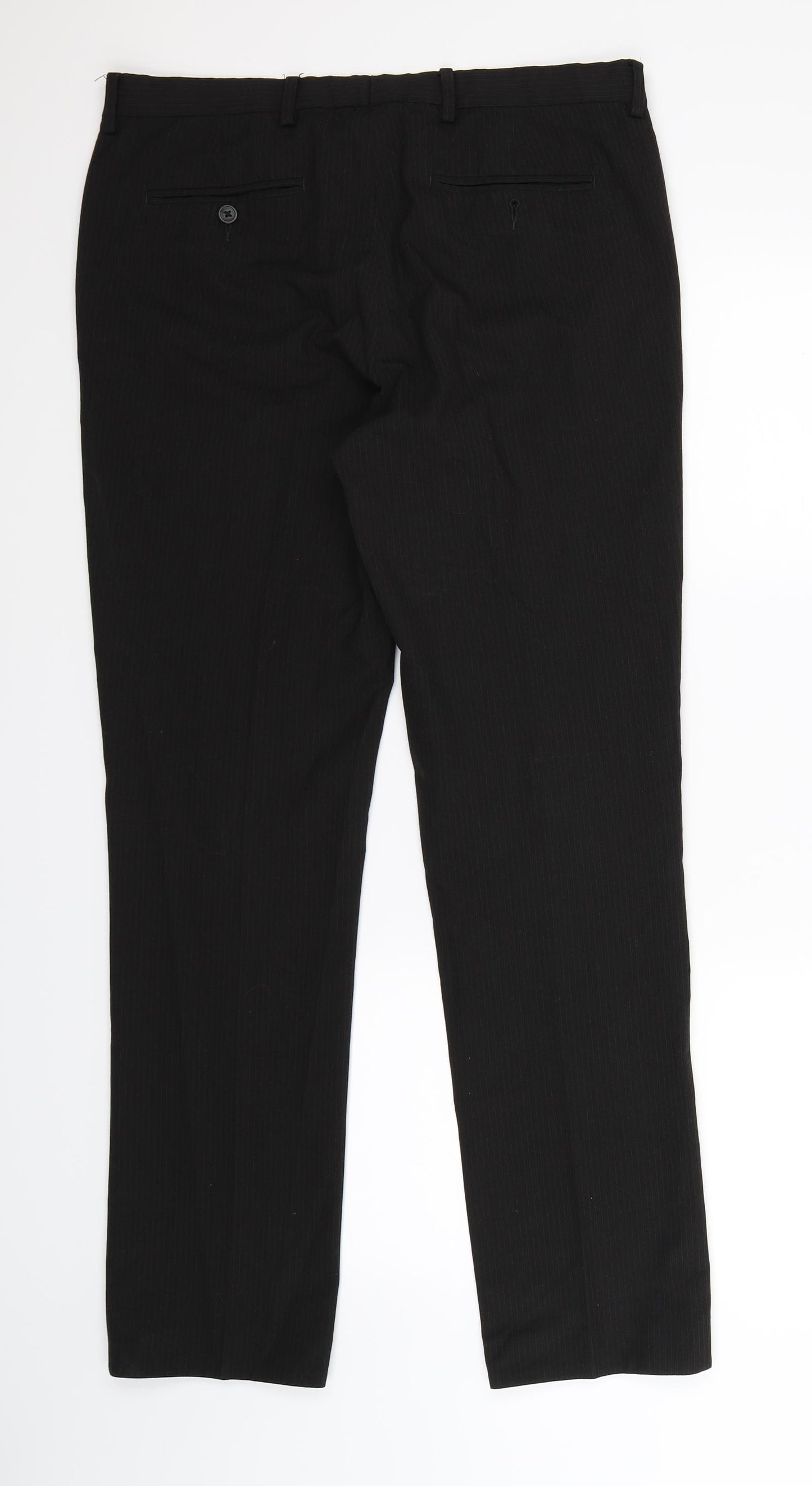 Savile Row Mens Black Striped  Dress Pants Trousers Size 34 L32 in