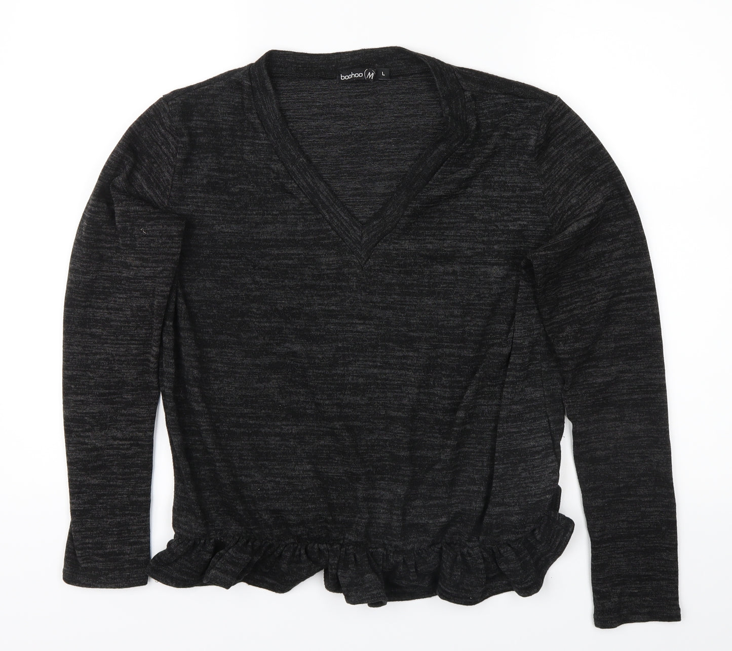 Boohoo Womens Grey   Jersey Blouse Size L