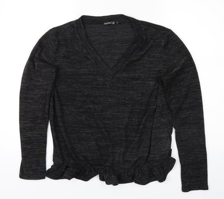 Boohoo Womens Grey Jersey Blouse Size L