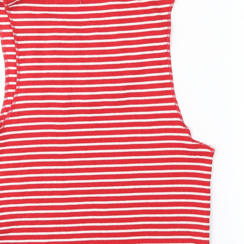 Zara Womens Red Striped  Basic Tank Size S