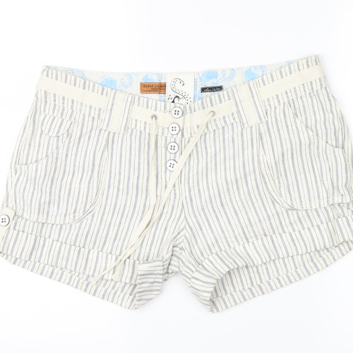 River Island Womens White Striped  Hot Pants Shorts Size 14