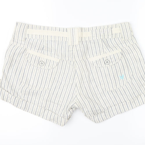 River Island Womens White Striped  Hot Pants Shorts Size 14