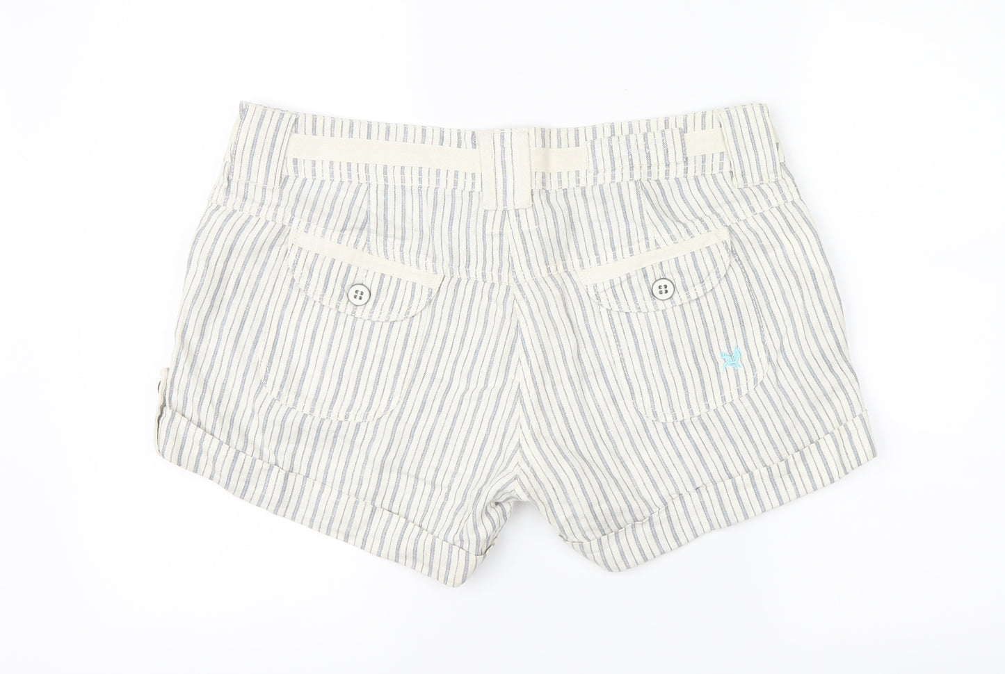 River Island Womens White Striped  Hot Pants Shorts Size 14