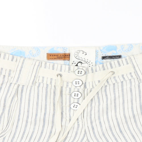 River Island Womens White Striped  Hot Pants Shorts Size 14