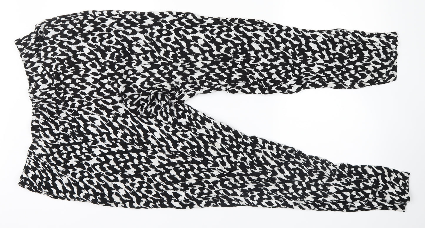 H&M Womens Black Animal Print  Sweatpants Trousers Size 14 L26 in