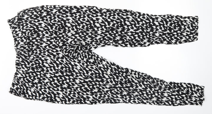H&M Womens Black Animal Print  Sweatpants Trousers Size 14 L26 in