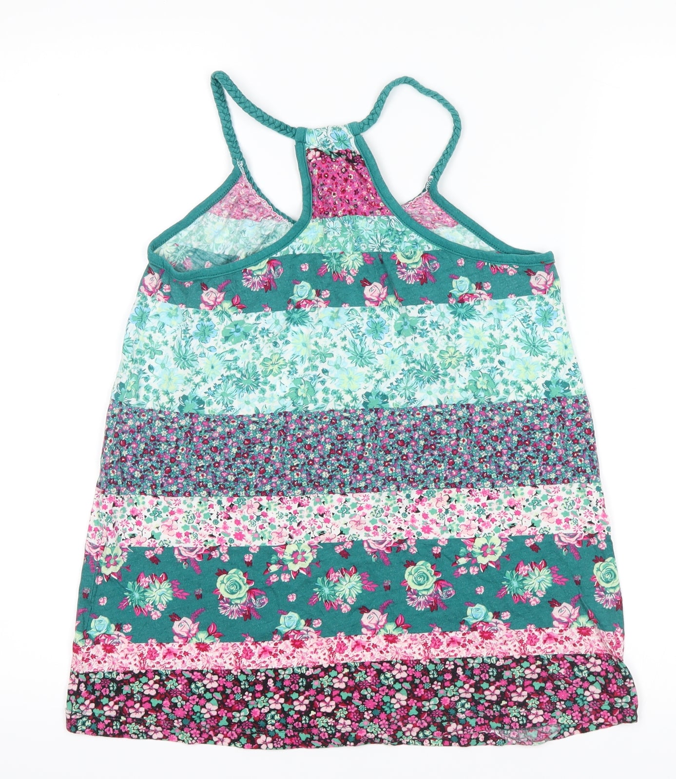 Divided Womens Green Floral  Basic Tank Size 8