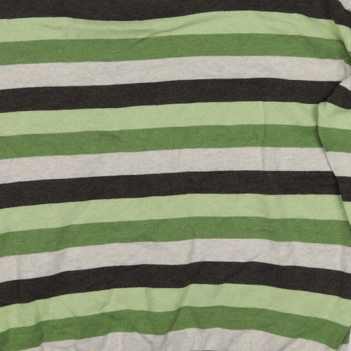 Rochas Mens Green Striped  Pullover Jumper Size XLT