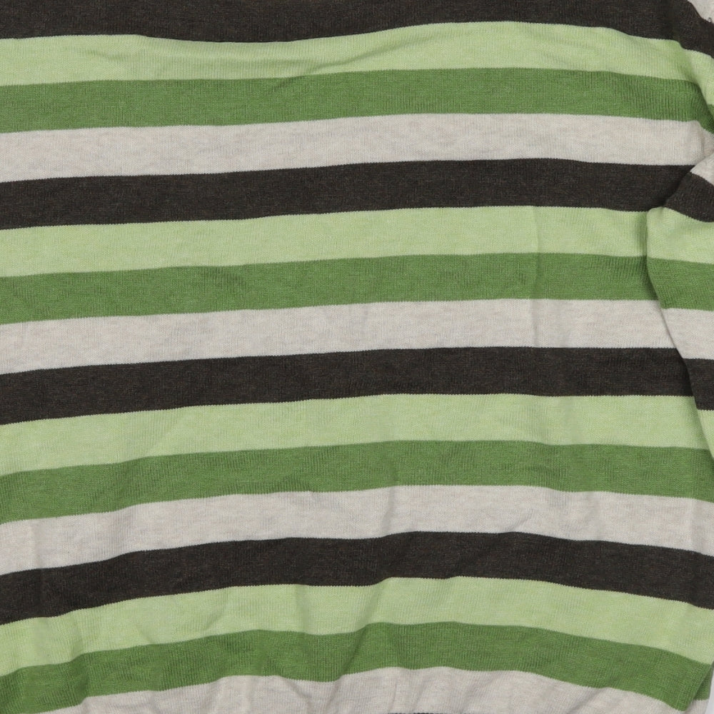Rochas Mens Green Striped  Pullover Jumper Size XLT