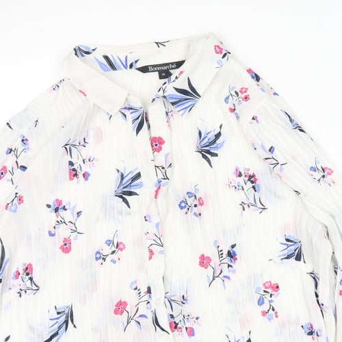 Bonmarché Womens White Floral  Basic Button-Up Size 20
