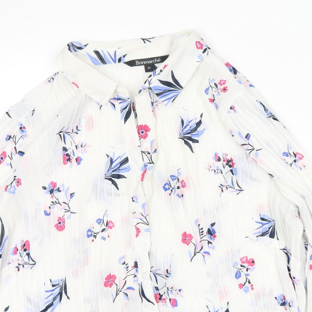 Bonmarché Womens White Floral  Basic Button-Up Size 20