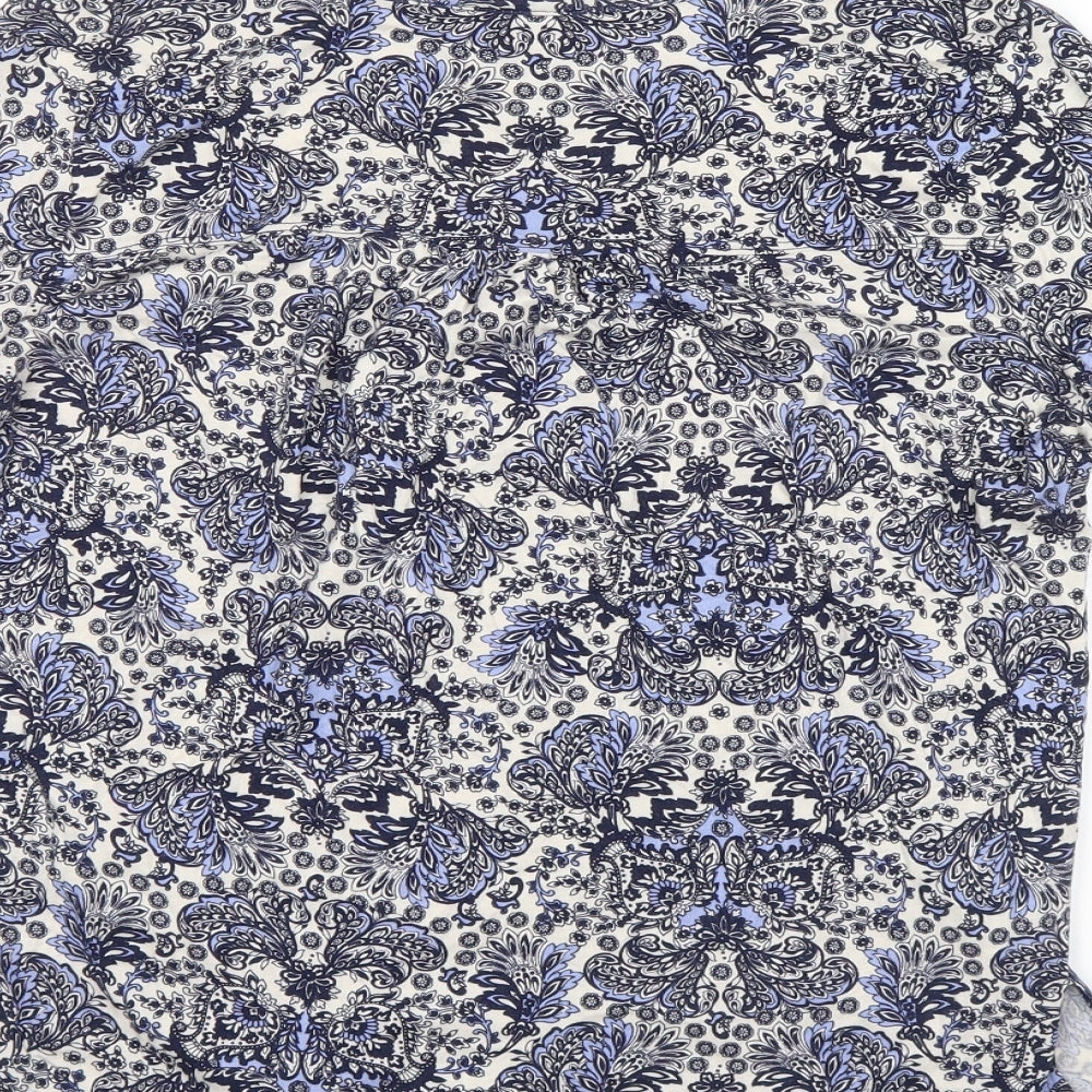 Tu  Womens Blue Floral  Basic Blouse Size 14