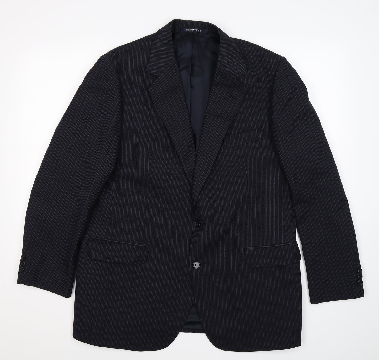 Burberry Mens Blue Striped  Jacket Suit Jacket Size 42