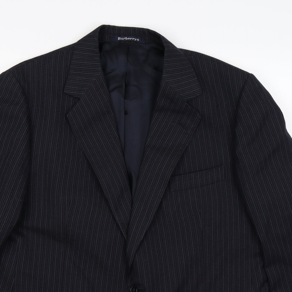 Burberry Mens Blue Striped  Jacket Suit Jacket Size 42