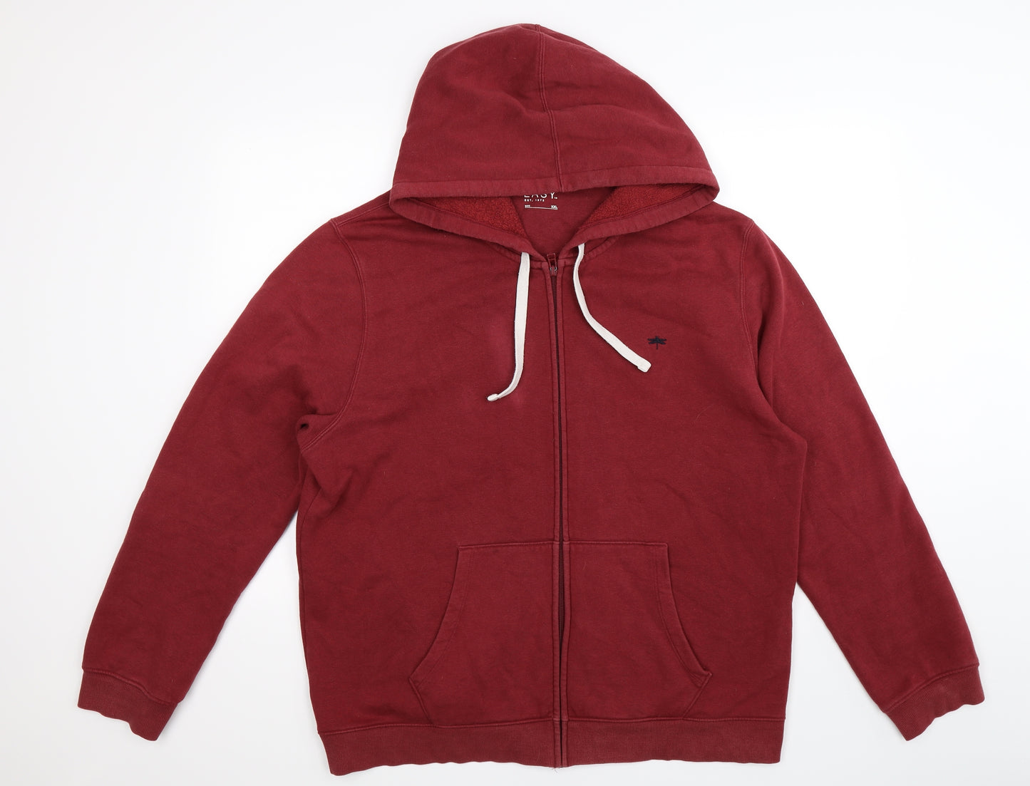 Easy Mens Red  Jersey Full Zip Hoodie Size 2XL