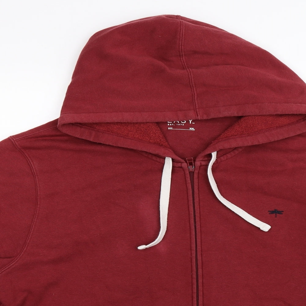Easy Mens Red  Jersey Full Zip Hoodie Size 2XL