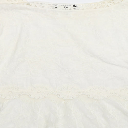 New Look Womens White Floral Lace Tunic T-Shirt Size L