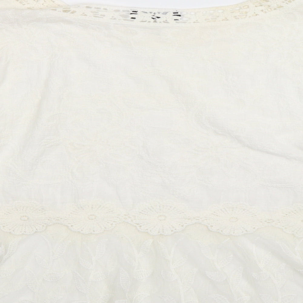 New Look Womens White Floral Lace Tunic T-Shirt Size L