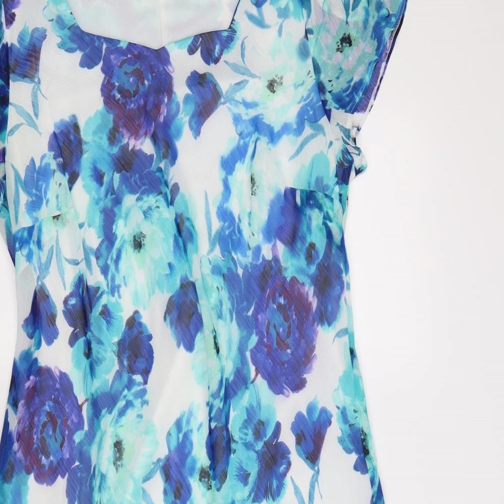 Bonmarché Womens Blue Floral Chiffon Maxi  Size 18