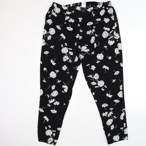 Damart Womens Black Floral Satin Capri Trousers Size 22 L27 in