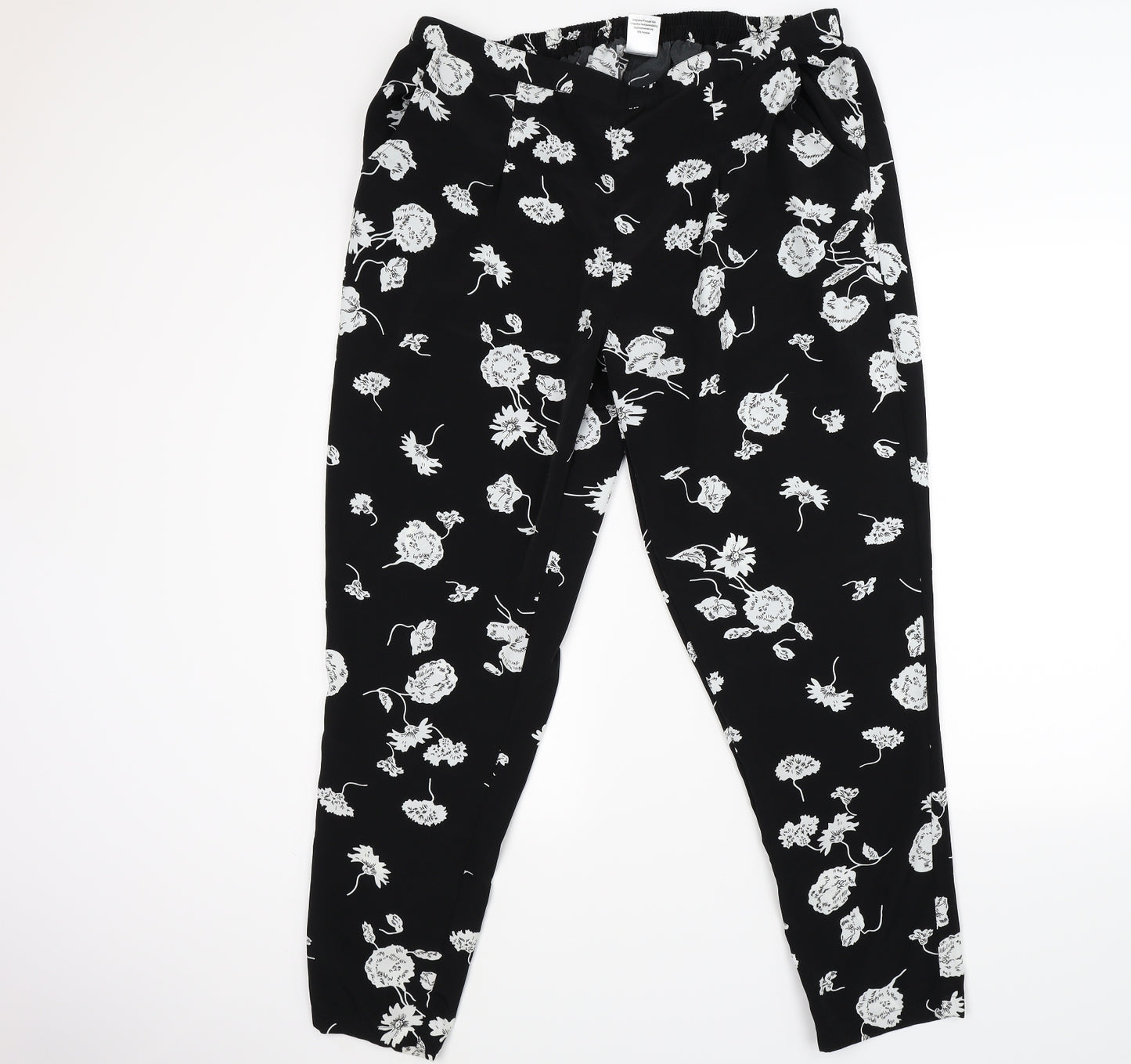 Damart Womens Black Floral Satin Capri Trousers Size 22 L27 in