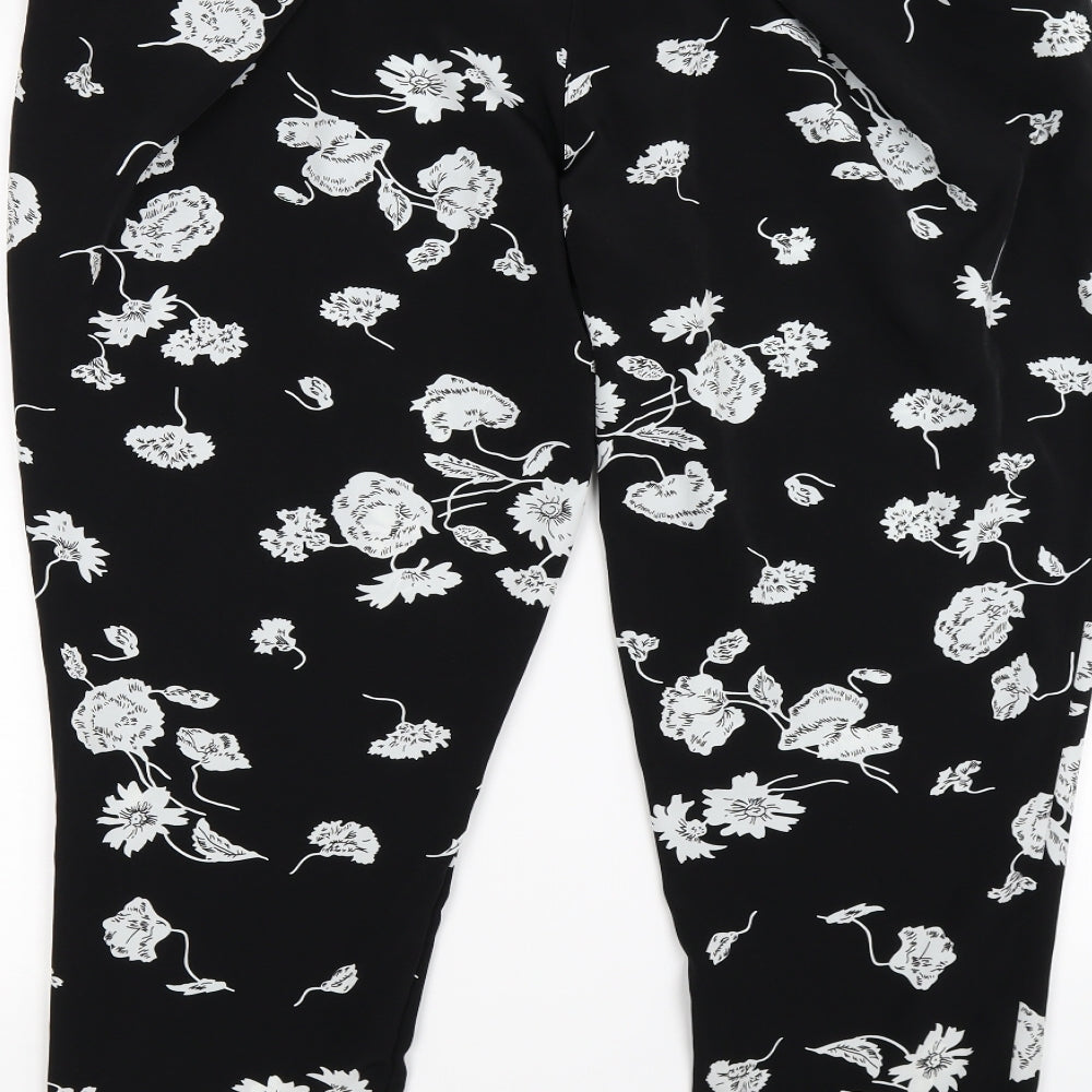 Damart Womens Black Floral Satin Capri Trousers Size 22 L27 in