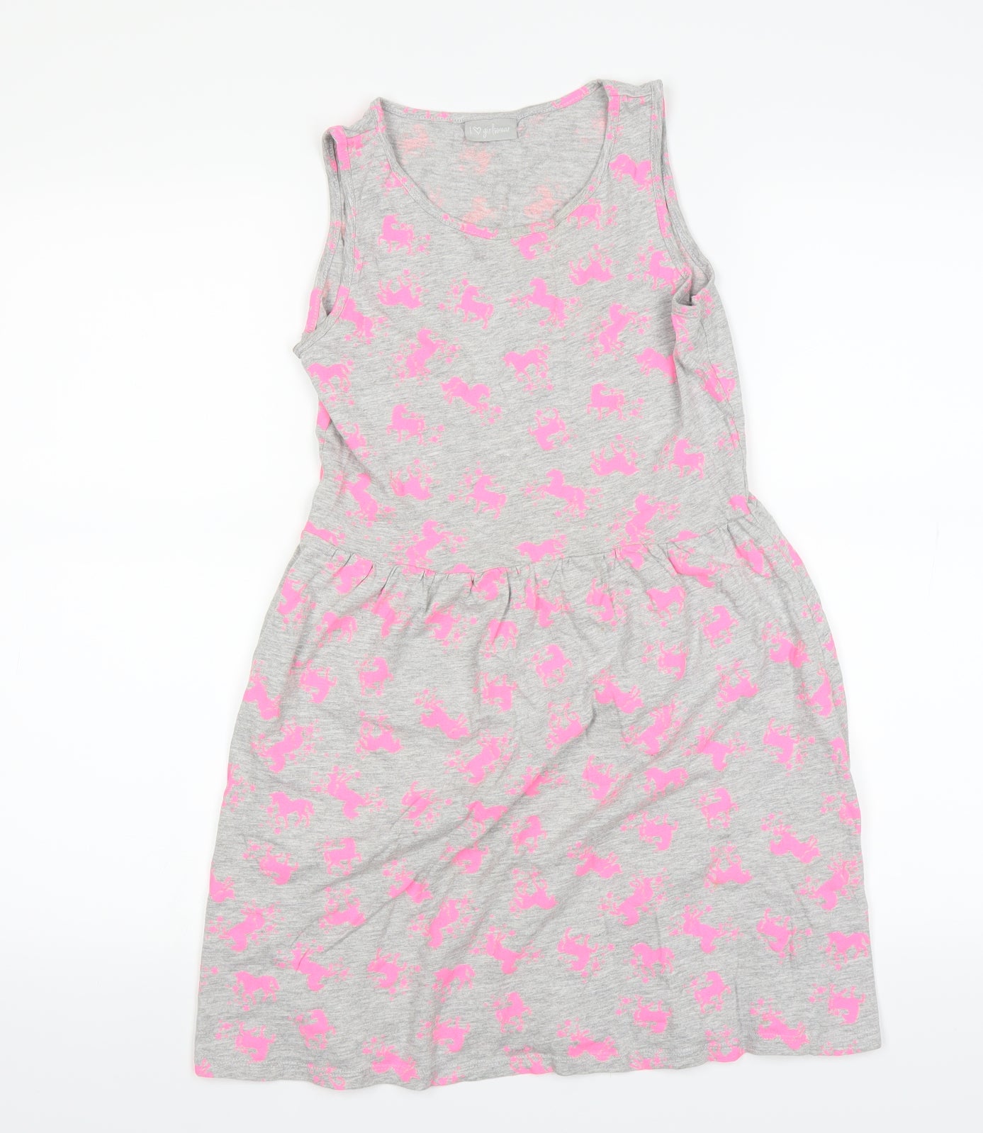 Ilovegirlswear Girls Grey Animal Print  A-Line  Size 13 Years