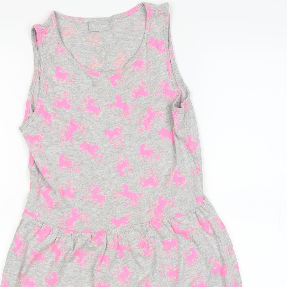 Ilovegirlswear Girls Grey Animal Print  A-Line  Size 13 Years
