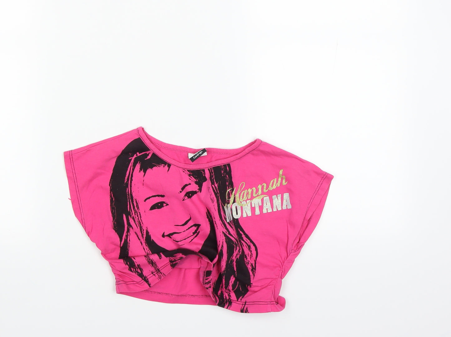 George Girls Pink   Basic T-Shirt Size 6-7 Years  - Hannah Montana