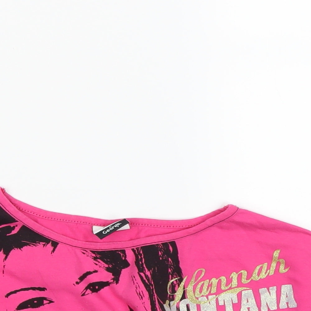 George Girls Pink   Basic T-Shirt Size 6-7 Years  - Hannah Montana