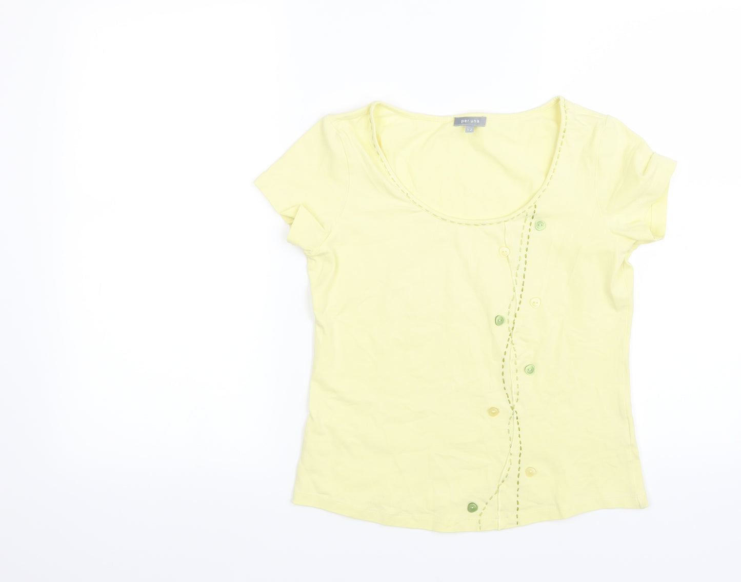 peruna Womens Yellow   Basic T-Shirt Size 12