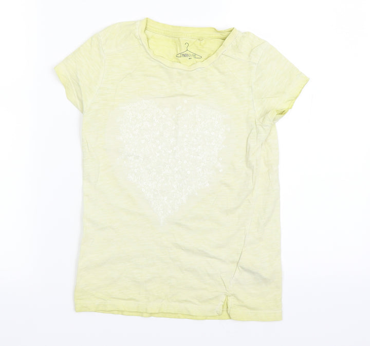 NEXT Girls White   Basic T-Shirt Size 7 Years  - LOVE HEART