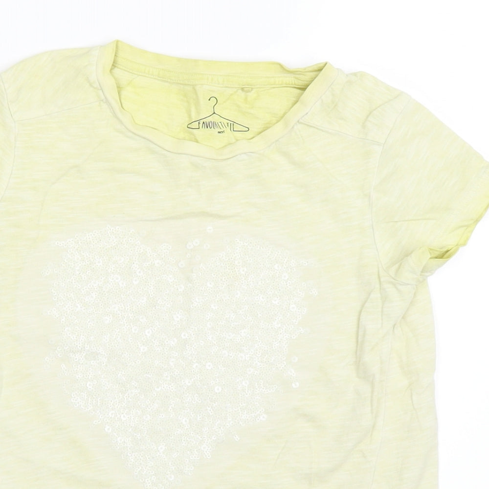 NEXT Girls White   Basic T-Shirt Size 7 Years  - LOVE HEART