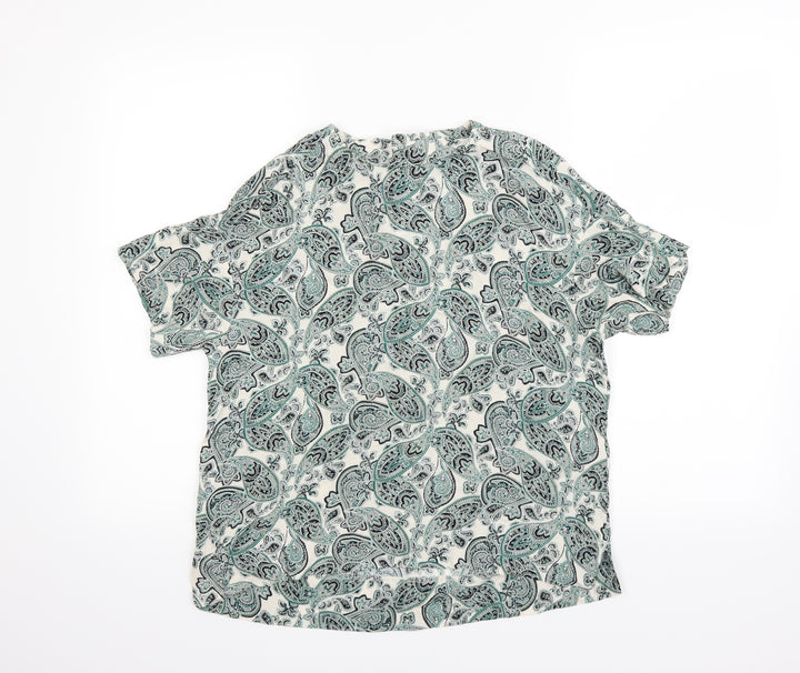 H&M Womens Green Paisley  Basic T-Shirt Size 6