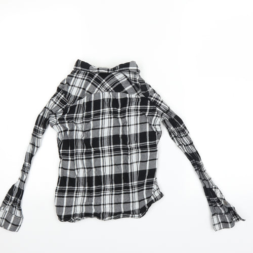 H&M Womens Black Check  Basic Button-Up Size S  - 9-10 YEARS