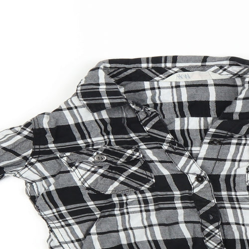 H&M Womens Black Check  Basic Button-Up Size S  - 9-10 YEARS