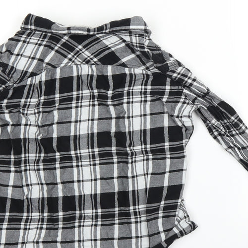 H&M Womens Black Check  Basic Button-Up Size S  - 9-10 YEARS