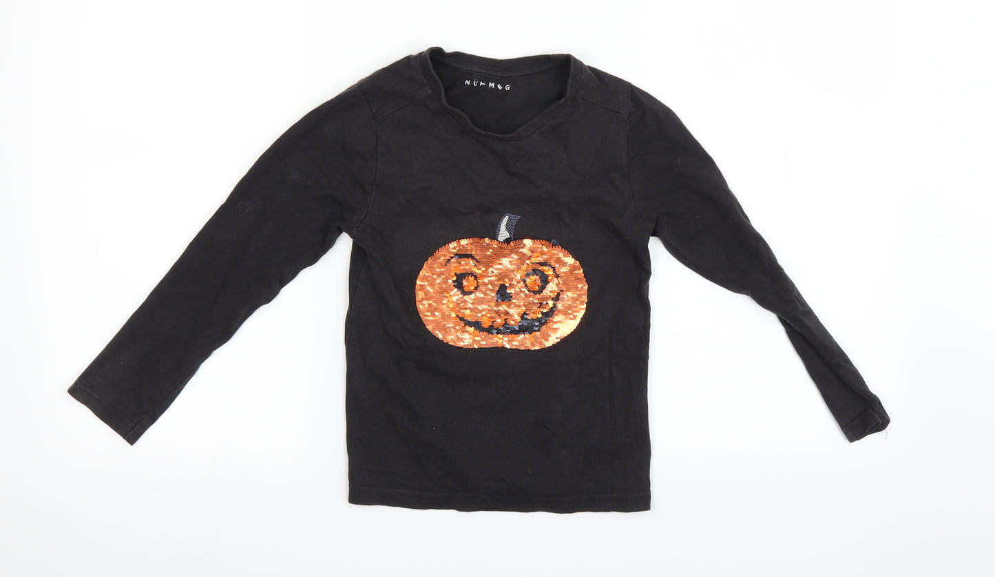 Nutmeg Girls Black   Basic T-Shirt Size 5-6 Years