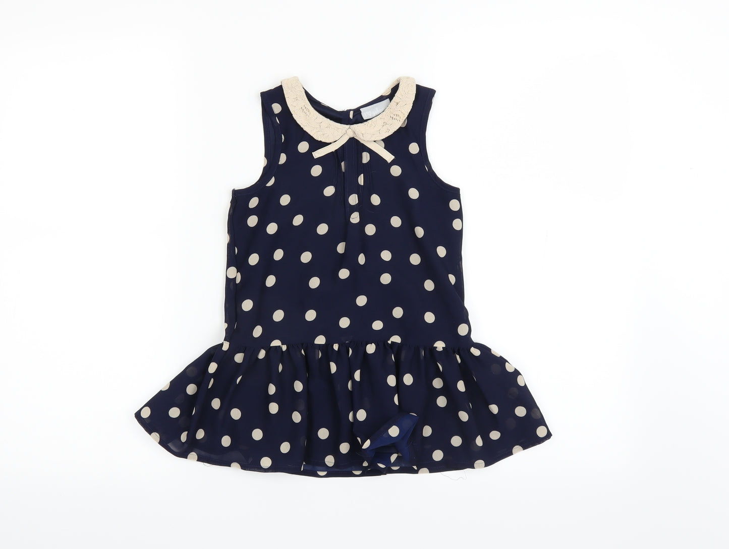 Matalan Girls Blue Polka Dot  Pullover Blouse Size 4 Years