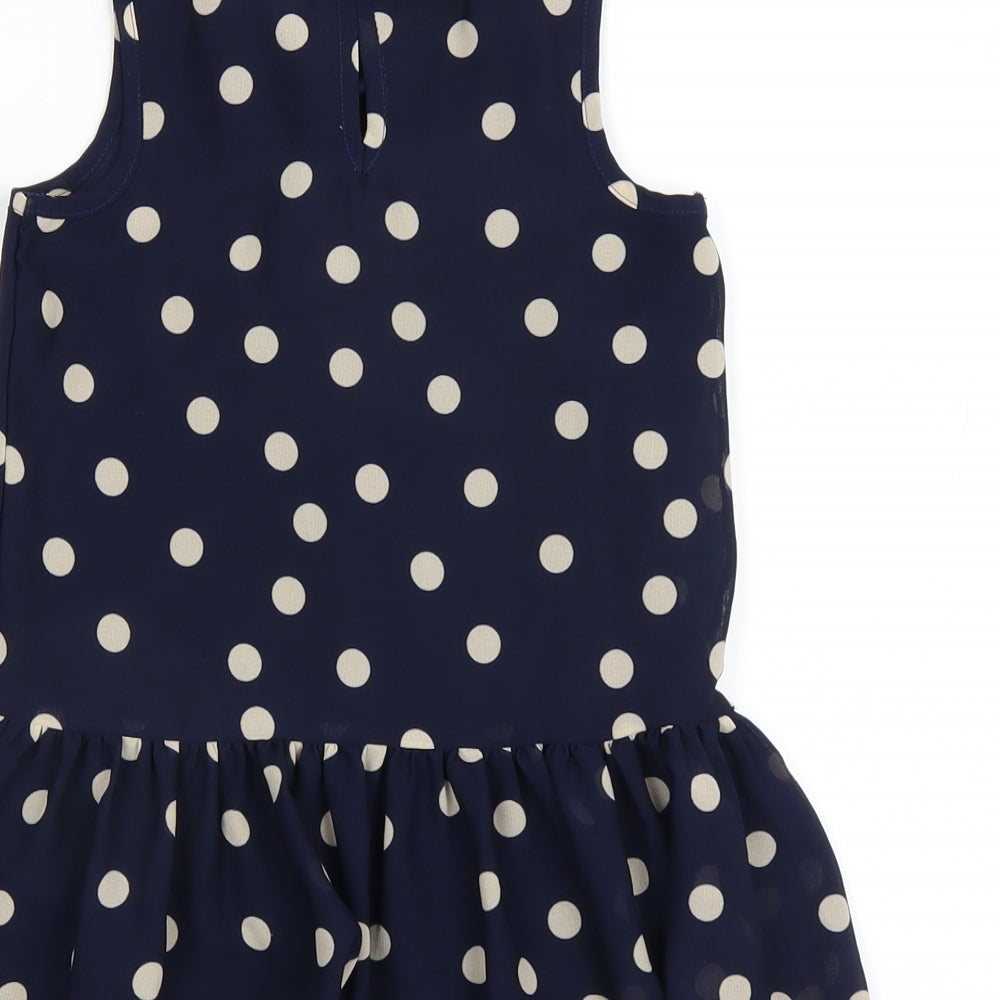 Matalan Girls Blue Polka Dot  Pullover Blouse Size 4 Years
